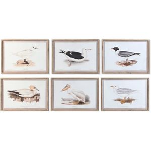 Schilderij DKD Home Decor 70 x 2,5 x 50 cm Traditioneel Vogels (6 Onderdelen)