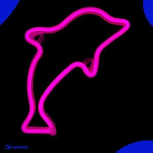 Neon Lamp - Dolfijn Roze - Incl. 3 Batterijen - 21 x 27 cm