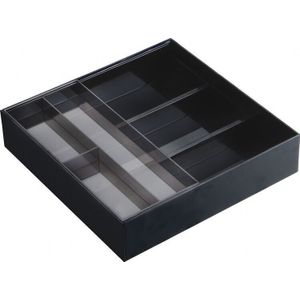 Yamazaki Extendable cutlery tray with slide - Tower - black - Zwart