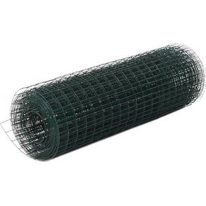 vidaXL Kippengaas 25x0.5 m staal met PVC coating groen