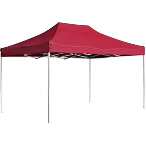 Partytent professioneel inklapbaar 4,5x3 m aluminium wijnrood