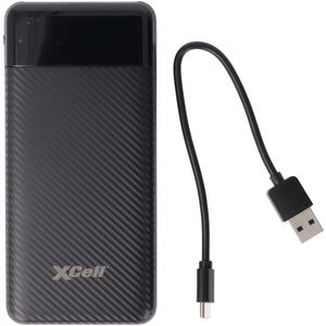 XCell Powerbank X10000 met 10.000 mAh capaciteit, slank ontwerp, LED-display, dubbele USB-uitgang, U