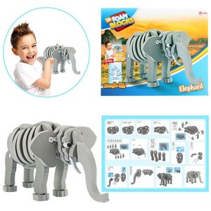 Toi-toys 3d Puzzel Olifant Junior 31,5 Cm Foam Grijs 75-delig