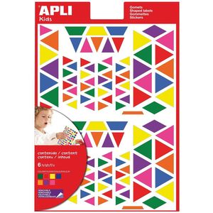 Apli Kids verwijderbare stickers, driehoek, blister met 720 stuks in geassorteerde kleuren en groott