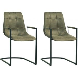 MX Sofa Stoel Condor met armleuning freeswing poot kleur Olive - set van 2 stoelen