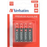 Verbatim Batterij Alkaline, Micro, AAA, LR03, 1.5V Premium, Retail Blister (8-pack)