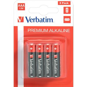 Verbatim Batterij Alkaline, Micro, AAA, LR03, 1.5V Premium, Retail Blister (8-pack)