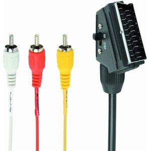 Bidirectionele RCA (3x tulp) naar SCART audio-video kabel, 1.8 meter