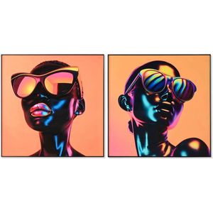 ESPRIT - Chica - Schilderij - Oranje - Aluminium/Hout MDF - 2 Stuks