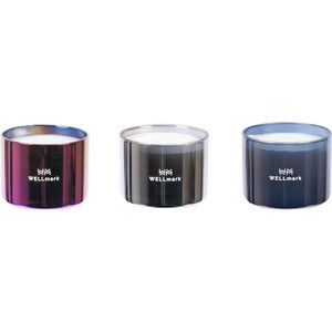 Wellmark giftbox kaars small set van 3: paars + zilver + donkergrijs metallic