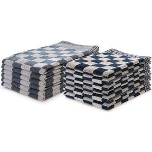 Elegance Theedoeken & Keukendoeken Set Blok - blauw - set van 12