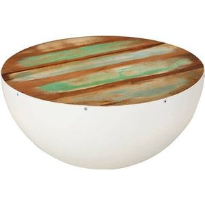 vidaXL - Salontafel - rond - Ø - 50x24 - cm - massief - gerecycled - hout - wit