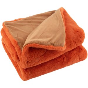 J-Line Plaid Cutie - Fleece Deken – Polyester – 180x130 cm – Oranje