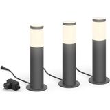 Philips LED Utrecht sokkellamp basisset voor buiten - laagspanning - antraciet - warmwit licht - 24 W - 3-pack