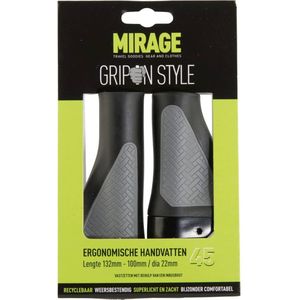 Handvatpaar Mirage Grips in style #45 - 132/100 mm met lockring  - zwart grijs