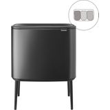 Brabantia Bo Touch Bin Prullenbak - 3 x 11 liter - Afvalscheiding - Confident Grey