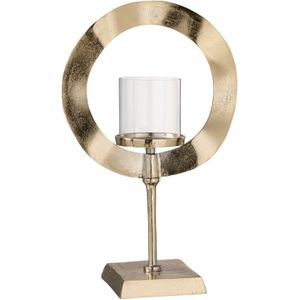 J-Line windlicht Rond Voet - aluminium - goud - small