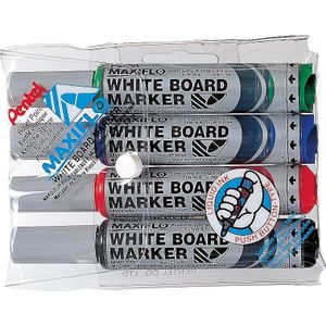 Witboardmarker Maxiflo set van 4 kleuren (blauw,  rood, groen en zwart)