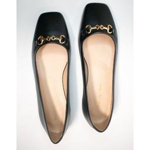 Will's Vegan Store - Ballerina's met Vierkante Neus - Vegan Leer - Zwart