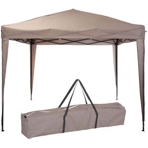 <p>Deze unieke partytent van ProGarden is perfect voor een comfortabel tuinfeest met vrienden of kinderen. De tent is gemaakt van duurzaam 150 gr/m² polyester en heeft een stevige stalen framestructuur. De uv-bestendige stof beschermt tegen de hitte van de zon en vermindert de kans op zonnebrand, terwijl het open geweven ontwerp voldoende zonlicht doorlaat.</p>
<p>De partytent kan gemakkelijk worden opgeborgen en vervoerd in de meegeleverde draagtas. Het is de ideale keuze voor een tuinfeest, waarbij je ook beschermd bent tegen regen dankzij de waterafstotende coating. Deze praktische en decoratieve aanvulling op je buitenruimte is verkrijgbaar in de kleur taupe.</p>
<ul>
  <li>Materiaal: polyester en staal</li>
  <li>Totale afmetingen: 300 x 300 x 245 cm (L x B x H)</li>
  <li>Afmetingen pootbuis: 20 x 20 mm / 25 x 25 mm (L x B)</li>
  <li>Dakrandbuis: 10 x 18 mm (L x B)</li>
  <li>Hoes: 150 g/m² polyester</li>
  <li>Doorgangshoogte: 200 cm</li>
  <li>Stalen frame</li>
  <li>Waterbestendig</li>
  <li>UPF30+</li>
  <li>Wordt geleverd in een draagtas</li>
  <li>Montage vereist</li>
  <li>Levering bevat: scheerlijnen en haringen</li>
</ul>