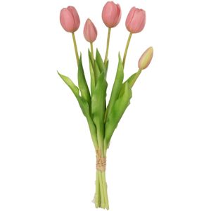 J-Line Boeket Tulpen 5Stuks Pu Roze Medium