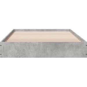 vidaXL - Bedframe - bewerkt - hout - betongrijs - 90x200 - cm