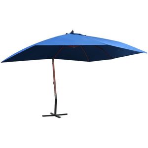 <p>Deze elegante hangparasol is perfect om schaduw te creëren en je te beschermen tegen schadelijke uv-stralen terwijl je ontspant met je familie op de veranda, het terras of in de tuin.</p>
<p>Deze opvallende tuinparasol is gemaakt van uv-bestendig en kleurvast polyester stof, waardoor je optimaal beschermd bent tegen de zon en uv-stralen. De houten paal zorgt voor stabiliteit en duurzaamheid, terwijl de luifel vrij hangt van de paal, waardoor de ruimte onder de parasol niet wordt geblokkeerd.</p>
<p>Met het zwengelmechanisme kan de tuinparasol eenvoudig worden geopend en gesloten. Montage is vereist, maar het is een eenvoudig proces.</p>
<ul>
  <li>Kleur: blauw</li>
  <li>Materiaal: stof (100% polyester), gelamineerd bamboe en grenenhout</li>
  <li>Totale afmetingen: 400 x 300 x 285 cm (L x B x H)</li>
  <li>Dikte paal: 55 mm</li>
  <li>Met ventilatie</li>
  <li>Zwengelmechanisme voor eenvoudig openen en sluiten</li>
  <li>Montage vereist</li>
</ul>