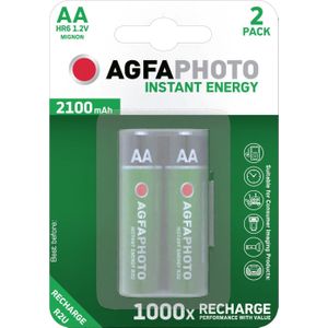 Agfaphoto oplaadbare batterij NiMH, Mignon, AA, HR06, 1,2 V/2100 mAh Instant Energy, vooraf opgelade