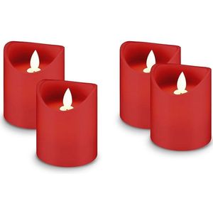 Set van 4 LED echte wax kaarsen in rood, decoratie ideaal voor Advent, Advent krans en Kerstmis