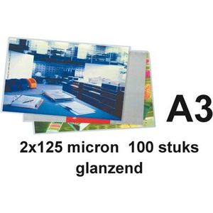 Quantore A3 lamineerhoezen glanzend 2x125 micron 100 stuks