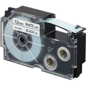 Gelamineerde Tape voor Labelmakers Casio XR-12WE Wit Zwart