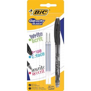 Bic roller Gel-ocity Illusion, zwart, blister met 1 stuk en 2 vullingen