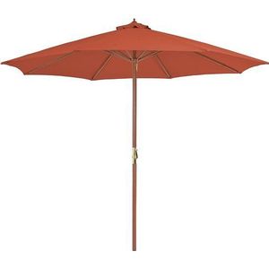 VidaXL Terracotta Parasol Met Houten Paal - 300 cm