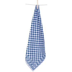 Handdoek ft 60 x 60 cm, geruit, wit/blauw, pak van 6 stuks