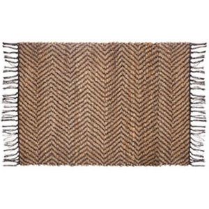 Tapijt jute zig zag zwart naturel - vloerkleed 90 x 60 cm