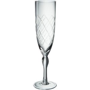 J-Line fluteglas Gegraveerd - glas - 4 stuks