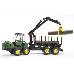 Bruder John Deere 1210E Forwarder met Vier Boomstammen en Grijper Modelvoertuig 02133