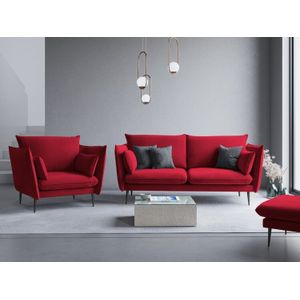 Micadoni  Fluwelen fauteuil "Agate"  1 zits - Rood / Zwart