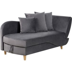 Beliani MERI II - Chaise longue opberg - Donkergrijs - Rechterzijde - Fluweel