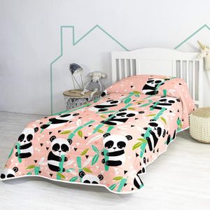 Happy Friday Bedspread Panda garden pink 180x260 cm (Single) Pink