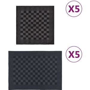 vidaXL-10-delige-Keukendoekenset-katoen-zwart-en-grijs