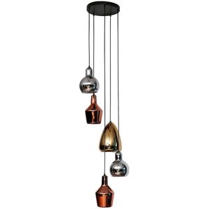 AnLi Style Hanglamp 5L getrapt mix glass tricolore