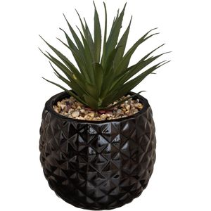 Atmosphera kunstplant ananas met gouden pot OF witte pot OF zwarte pot - H21 cm - Plant - Klein kame