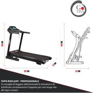 GOVITA - Elektrische Loopband - Opvouwbaar 16 km/h Automatische Hellingshoek 2 HP Bluetooth App Zwift Hartslagmeter Audio Jack/SD/USB + Speaker 12 Programma's
