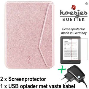 SleepCover Geschikt voor Kobo Clara HD Hoes Roze Goud + Screenprotector + Oplader Ereader Hoesjes