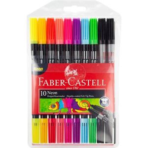 Faber Castell FC-151109 Viltstiften Duo Neon Kleuren In Etui 10 Stuks