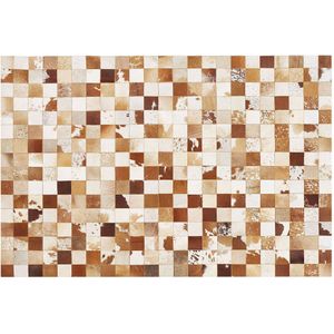 CAMILI - Patchwork vloerkleed - Bruin - 160 x 230 cm - Koeienhuid leer