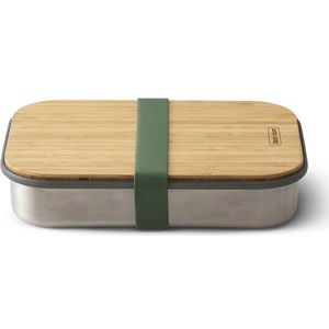 Black& Blum Appetit Lunchbox - Rvs/hout - 900 ml - 22x14.7x5 cm - Olijfgroen