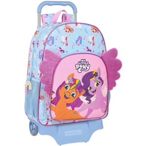 Schoolrugzak met Wielen My Little Pony Wild & free Blauw Roze 33 x 42 x 14 cm