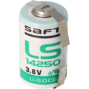 SAFT LS14250CNR lithiumbatterij, maat 1/2 AA, soldeerlipjes U-vormig